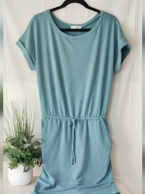 Cherish Dusty Blue Dress with Drawstring Waist Size Small